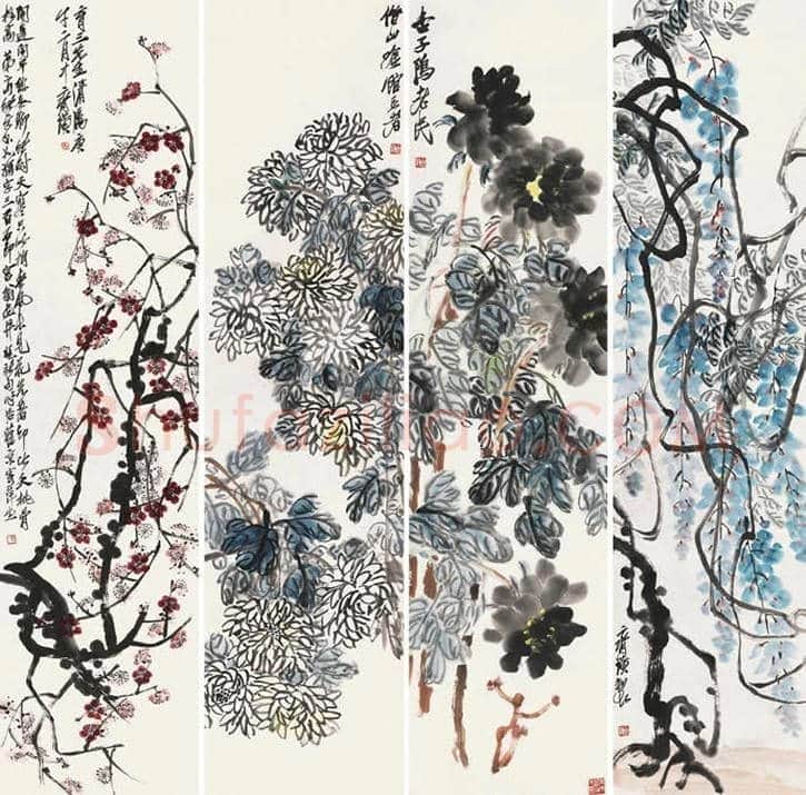齐白石《花卉四条屏》拍卖情况 | 书画百科