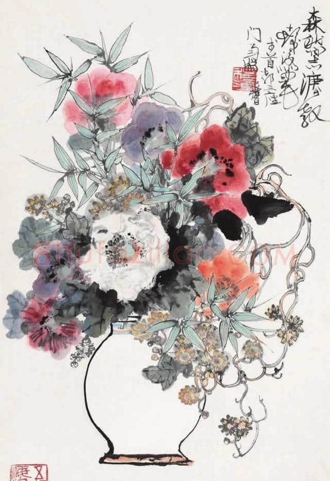 程十发瓶花图作品欣赏 | 书画资料