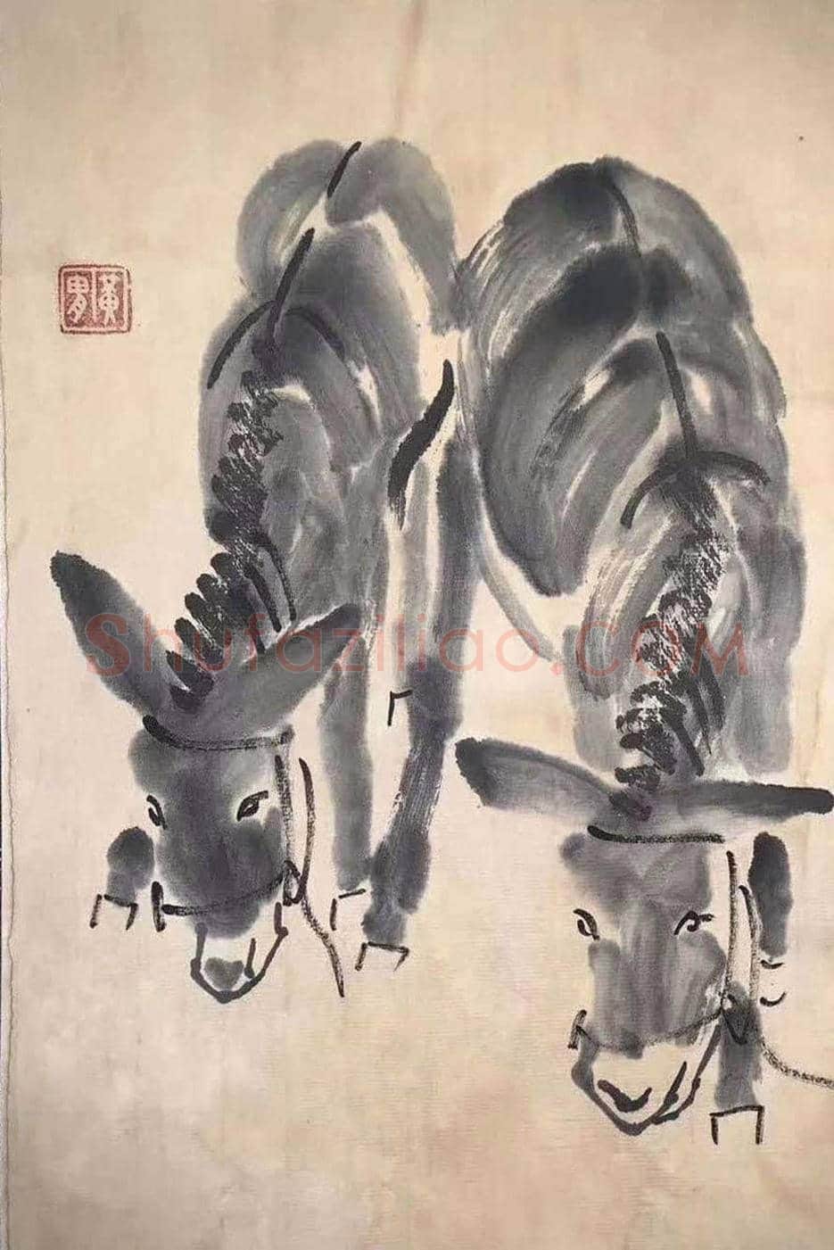 黄胄《双驴图》十开册页,经典力作 | 国画图片