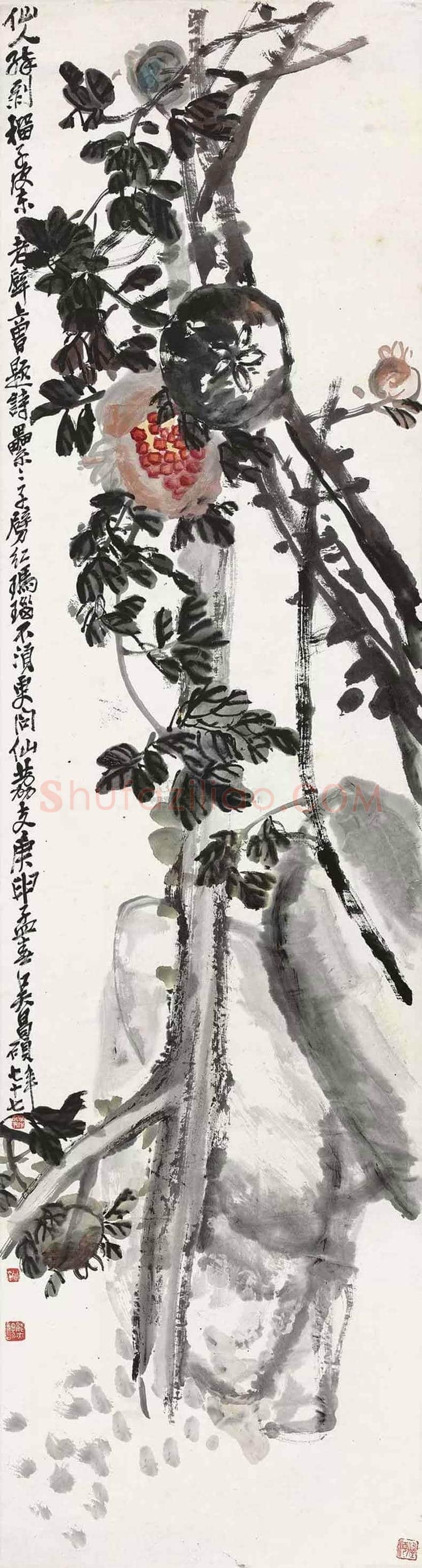 吴昌硕笔下的石榴图 | 书画资料