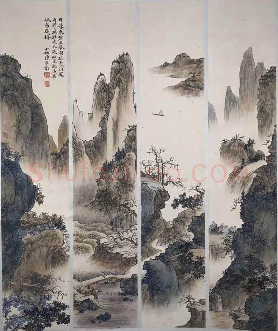 陈少梅《山水四挖》,堪为逸品! | 国画欣赏