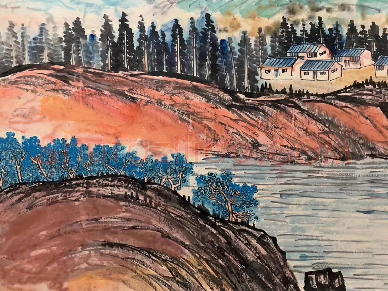 朱屺瞻山水画《寄兴在青山古木间》，丈二匹传神之作 | 国画赏析