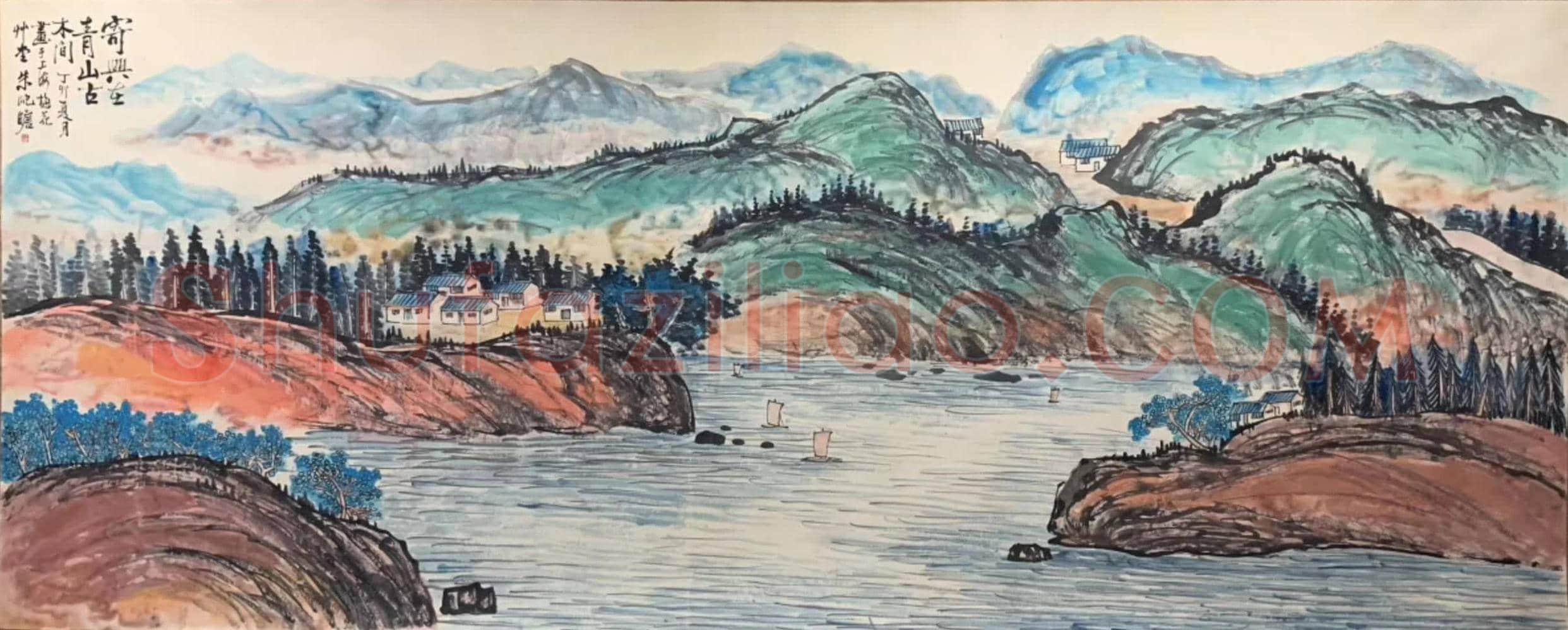 朱屺瞻山水画《寄兴在青山古木间》，丈二匹传神之作 | 国画赏析