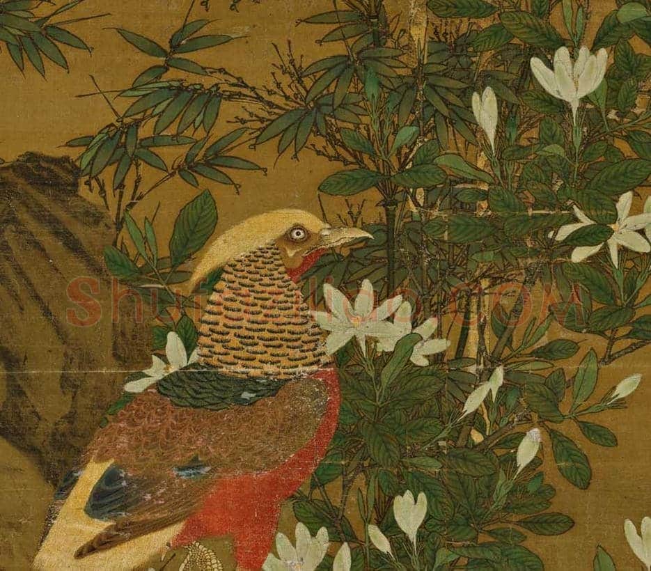 王渊《花竹锦鸡图》赏析 | 著名国画鉴赏