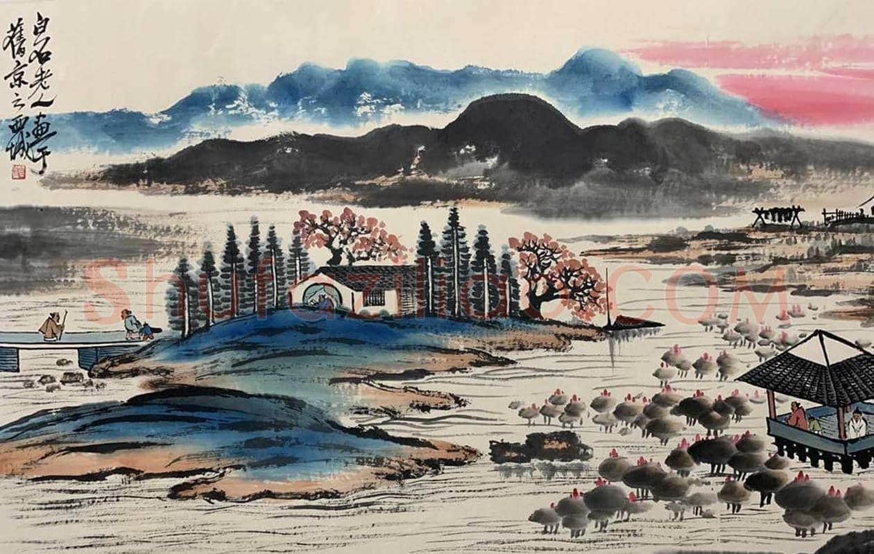 稀世首呈——齐白石山水画《桃花岛》 | 国画鉴赏