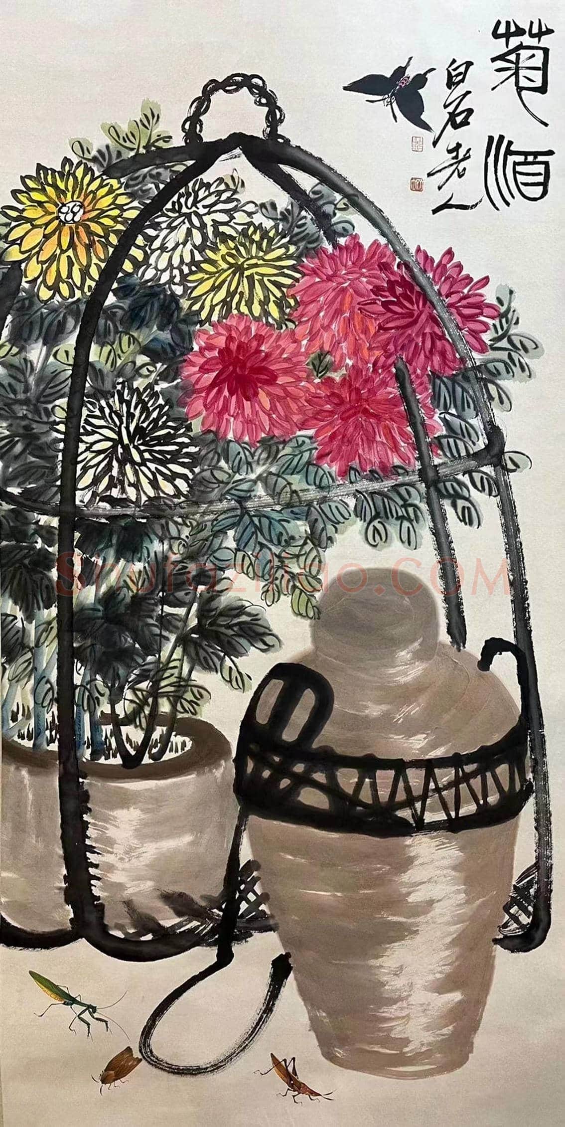 大写意的高峰——齐白石《菊酒图》 | 国画鉴赏