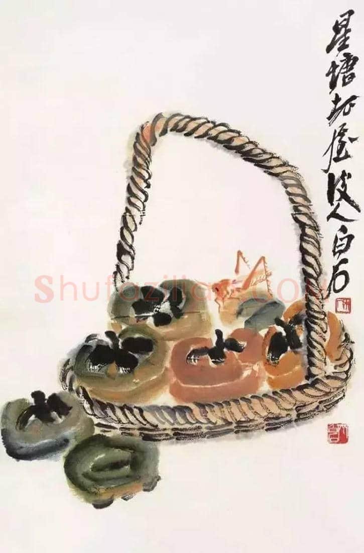 齐白石画笔下的柿子，事事如意 | 书画常识