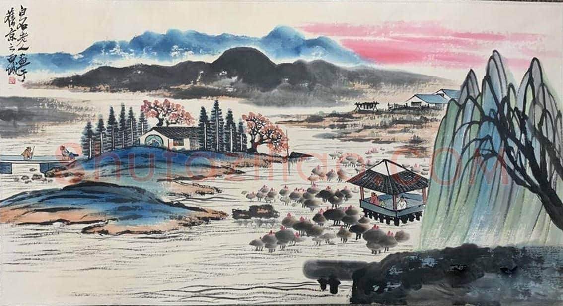 稀世首呈——齐白石山水画《桃花岛》 | 国画鉴赏