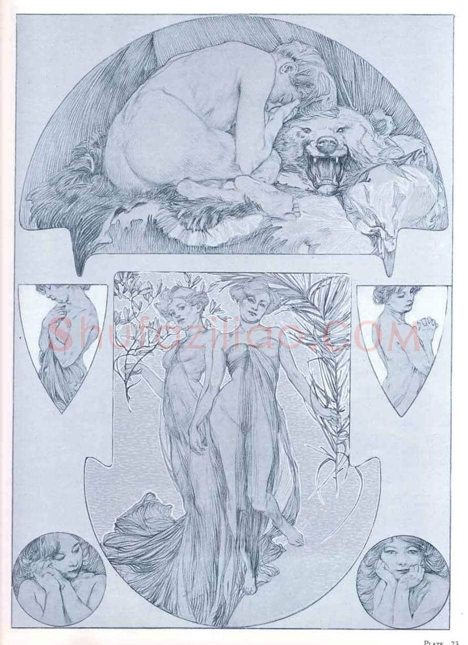 穆夏素描作品欣赏 | 书画文摘