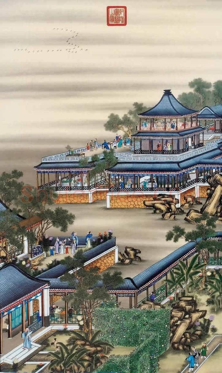 郎世宁《雍正十二月圆明园行乐图》【亿元精品】 | 书画百科