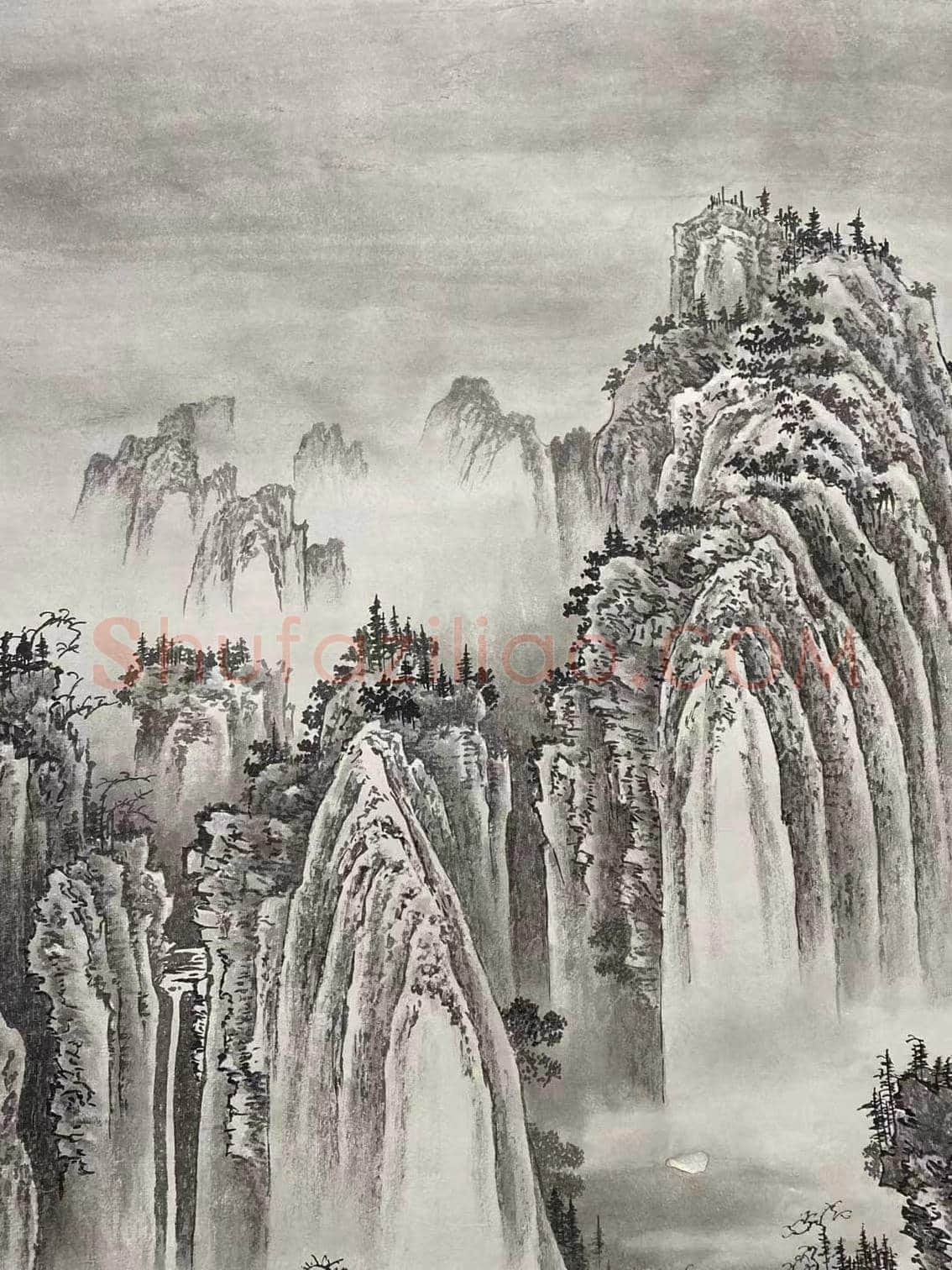 梅莲并蒂之作——仿荆浩《匡庐图》 | 国画图片
