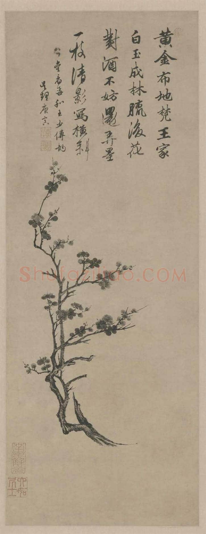 唐寅墨梅图轴欣赏 | 传世国画作品