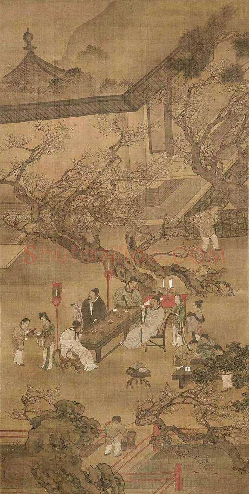 明代仇英《春夜宴桃李园图》欣赏 | 书画学堂