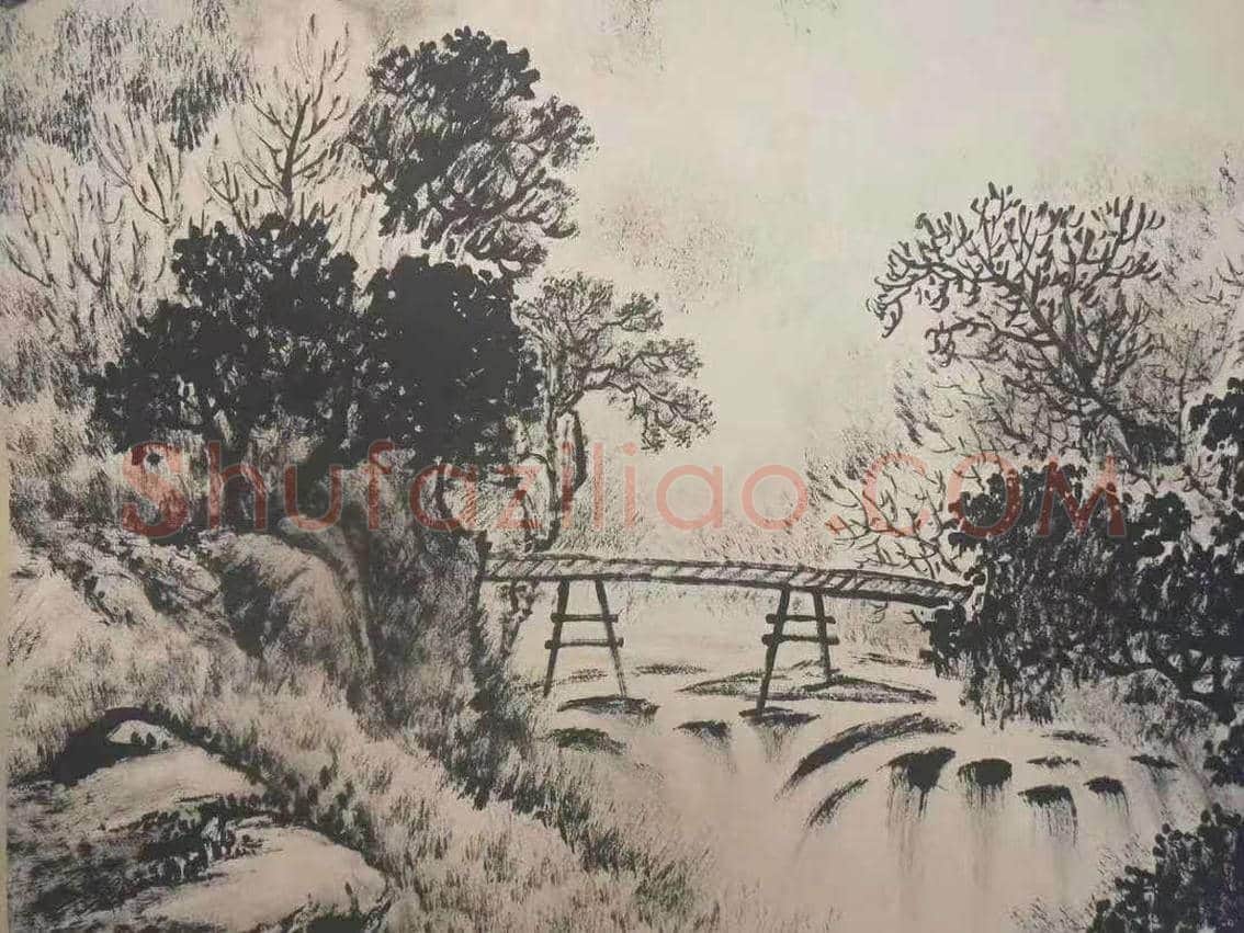 张仃焦墨山水《雪山泉有声》，晚年逸品佳作 | 国画鉴赏