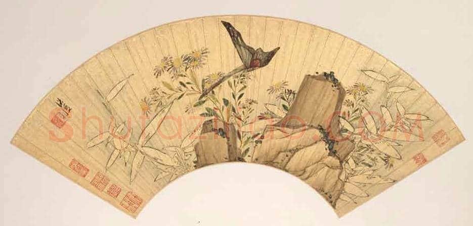 明代陈洪绶《林亭清话图》扇面赏析 | 传世国画赏析