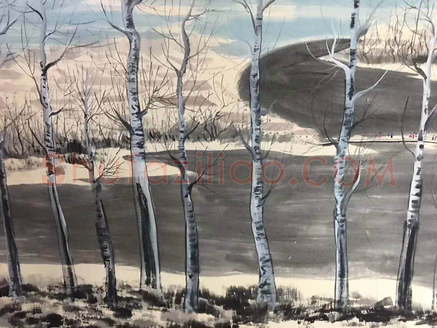吴冠中巨制《山村景色》,珍罕之作 | 国画赏析