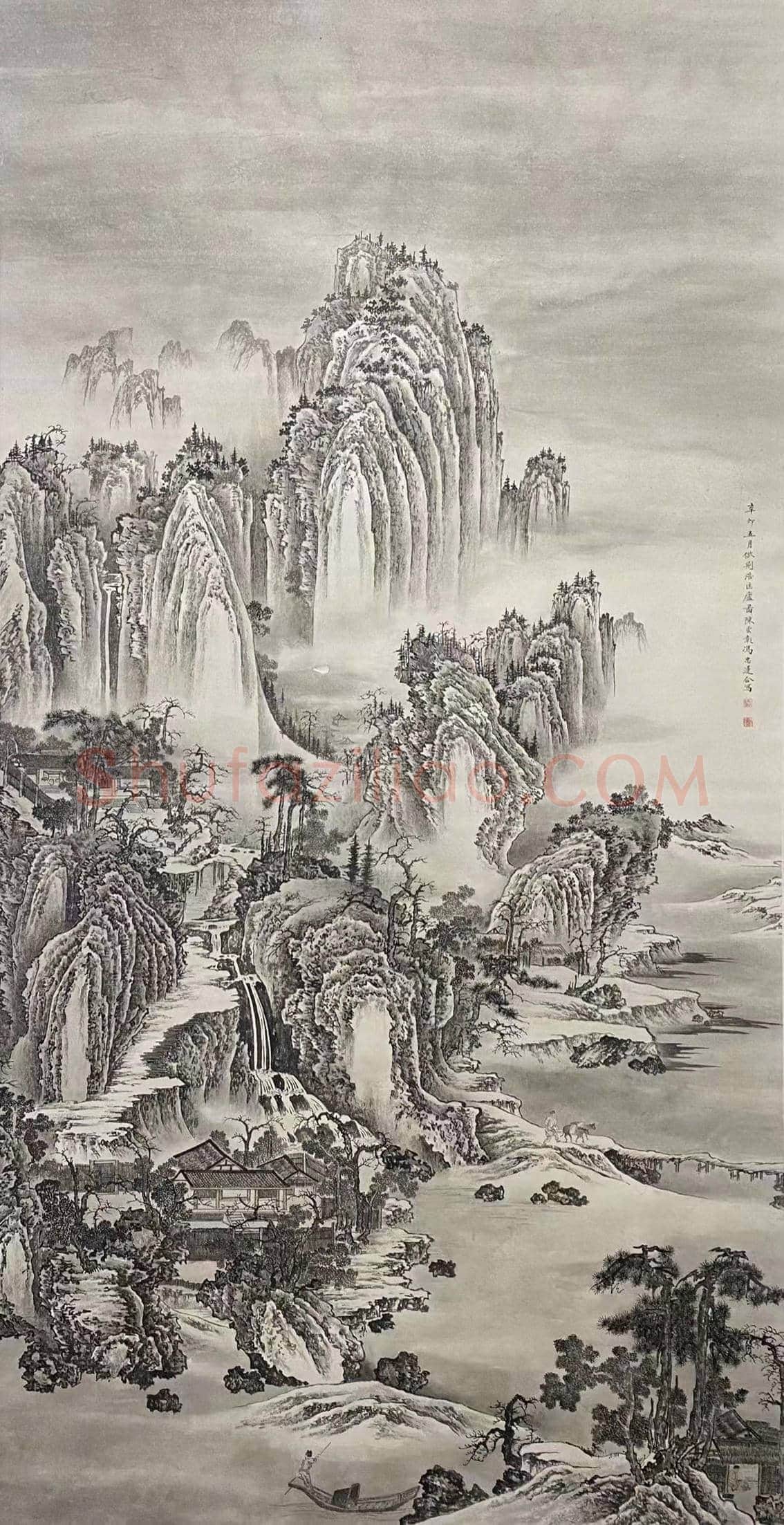 梅莲并蒂之作——仿荆浩《匡庐图》 | 国画图片