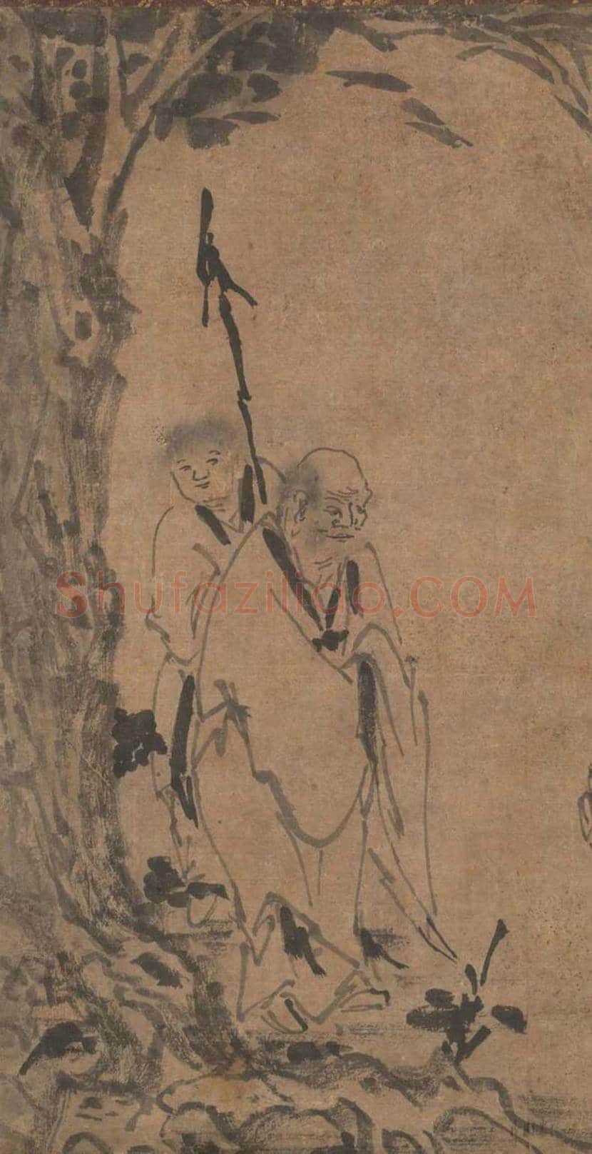 元因陀罗《五祖再来图》欣赏 | 书画讲解
