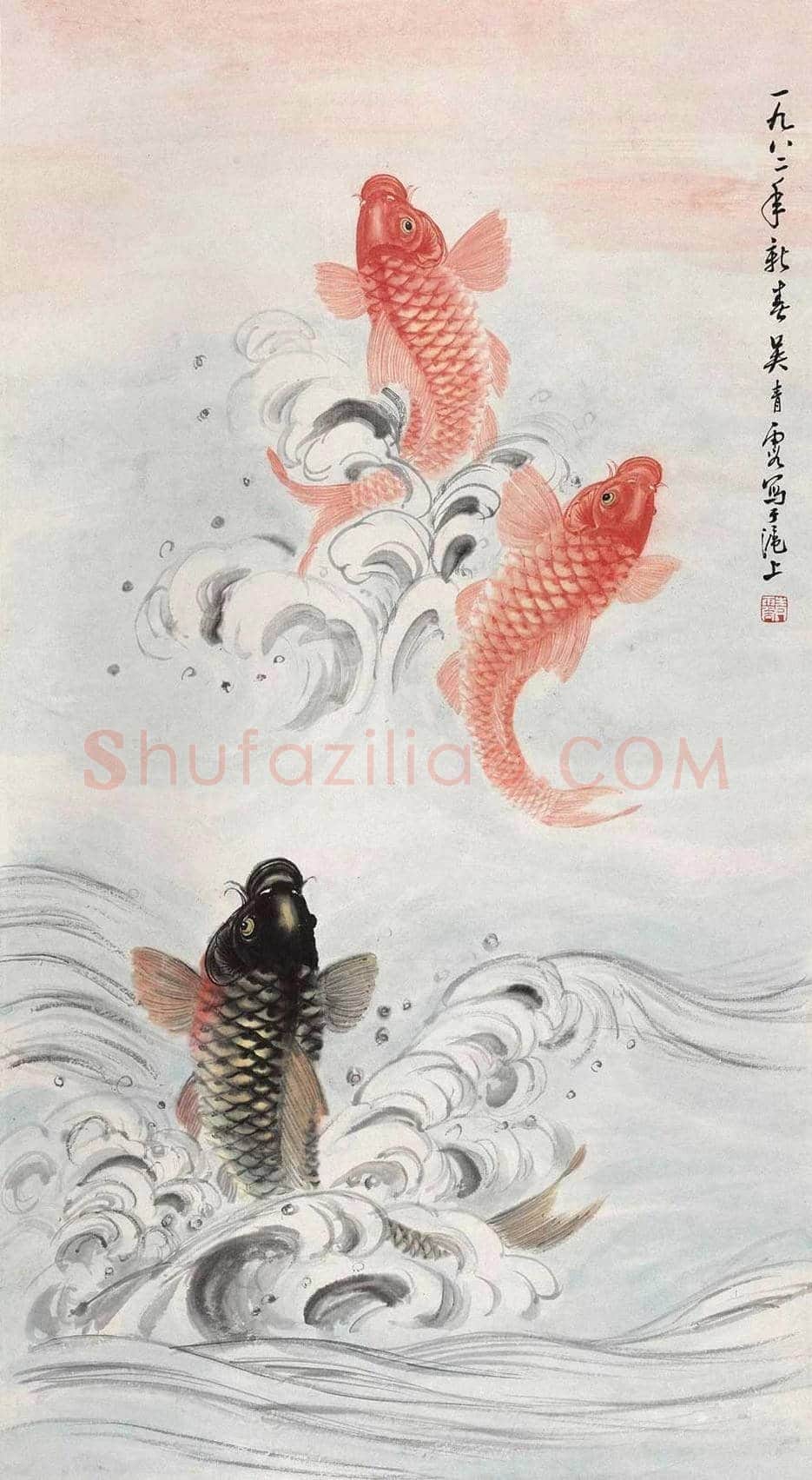 吴青霞鲤鱼作品欣赏 | 书画百科