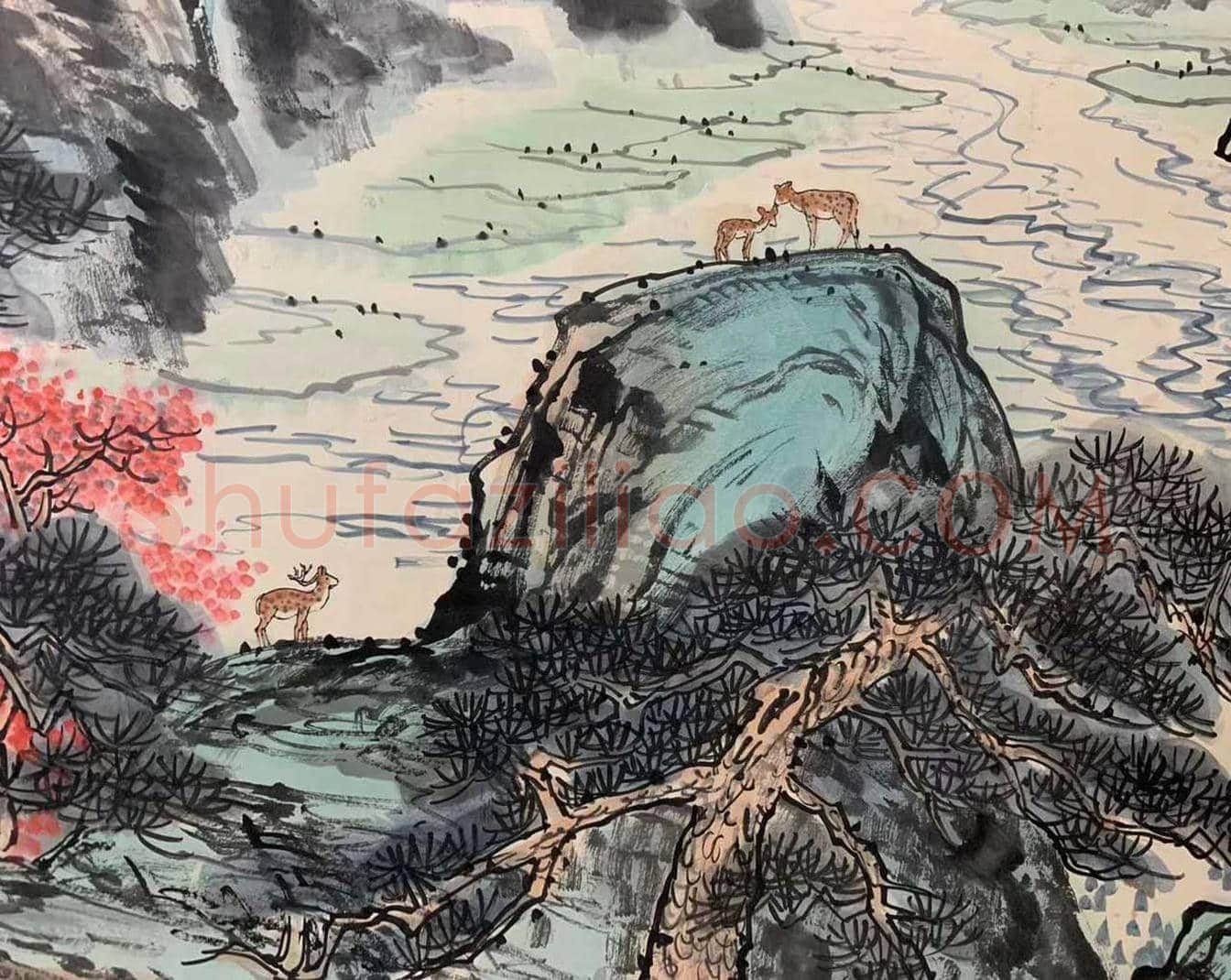 方济众作品《山村秋色》,丈二巨制 | 国画鉴赏