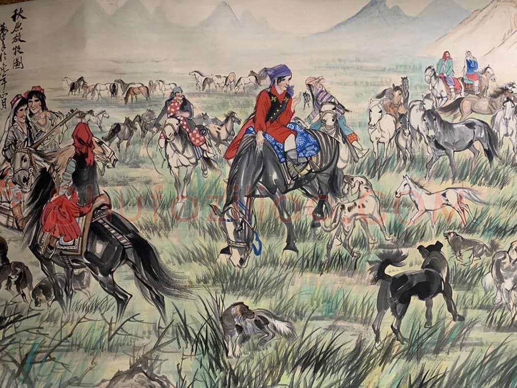 黄胄百平巨制《秋原放牧图》，扛鼎之作 | 国画作品