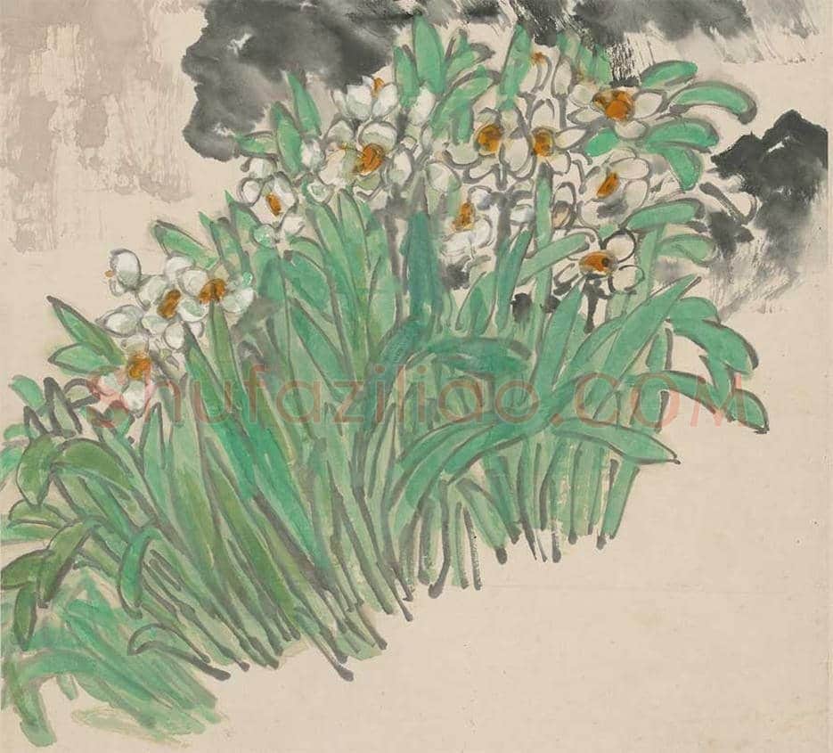 吴昌硕天竺水仙图轴欣赏 | 著名国画欣赏