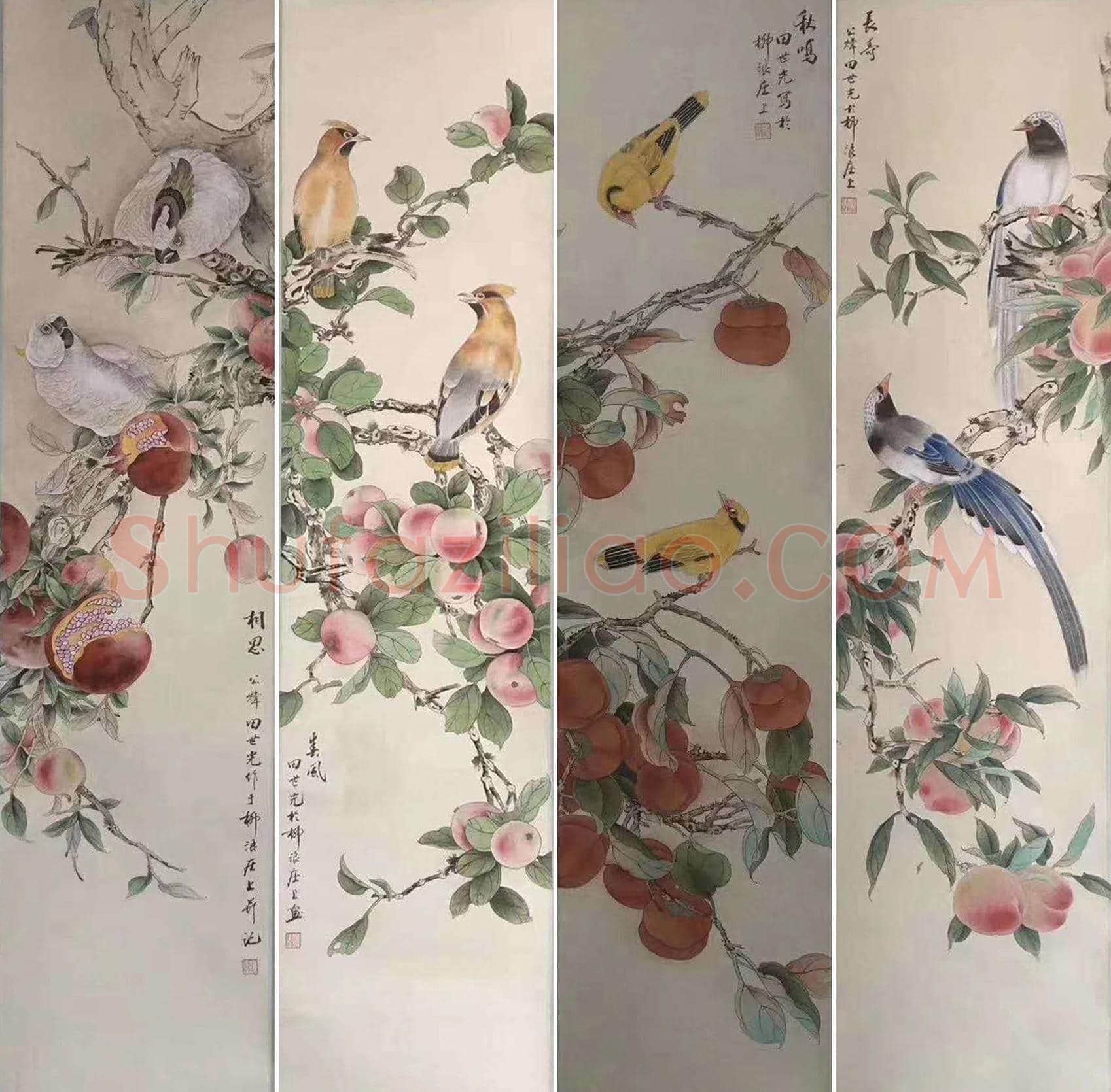 承古开今——田世光精品《花鸟四屏》 | 国画赏析