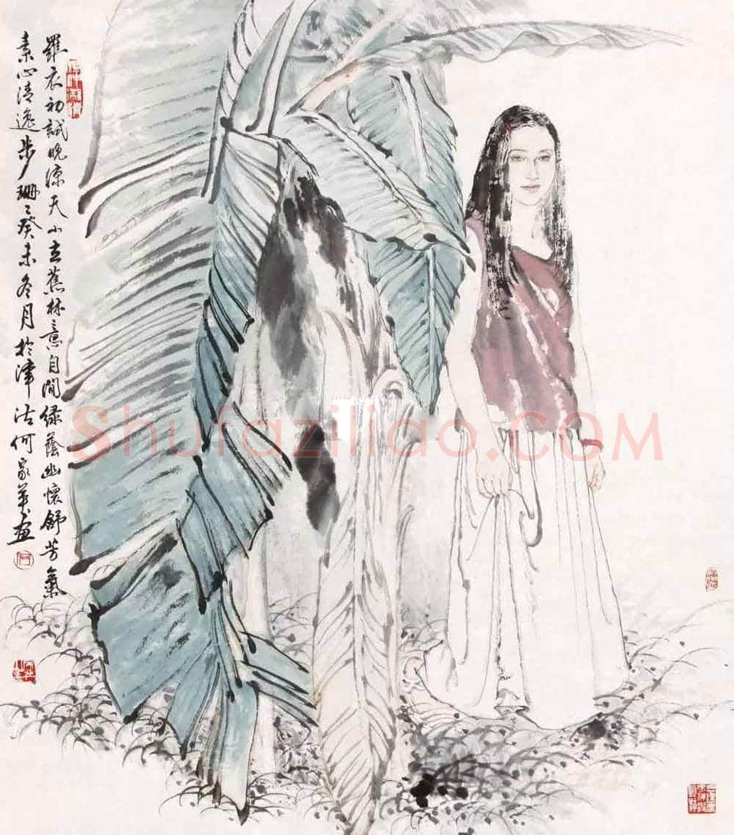 何家英写意水墨作品《梧桐少女》,收藏的又一亮点 | 国画欣赏