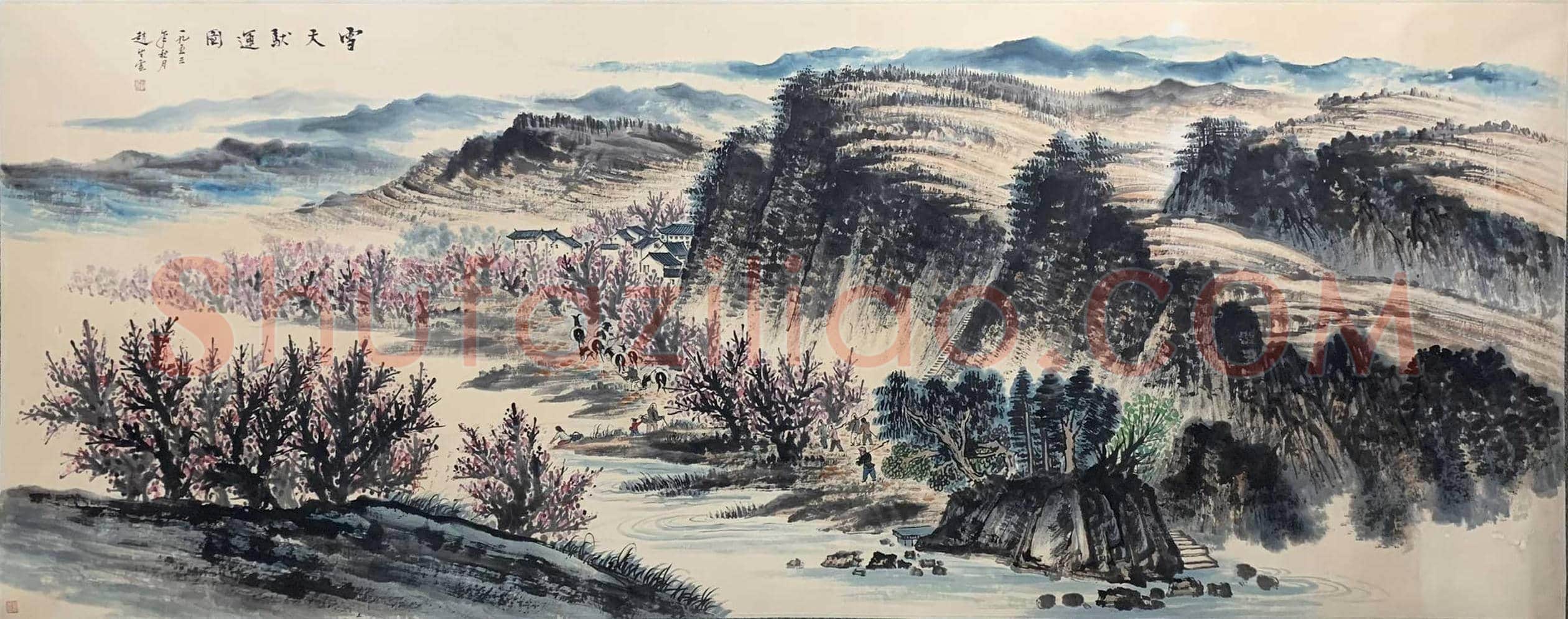 赵望云《雪天驮运图》,盛年丈二巨制 | 国画图片