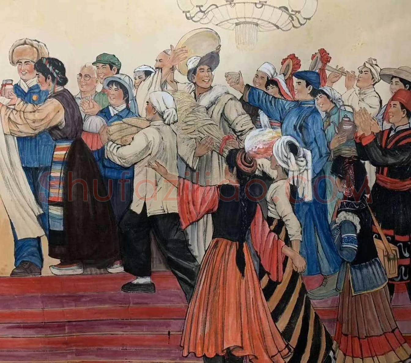 刘文西作品《哈达献给毛主席》，人物群像巨制 | 国画鉴赏