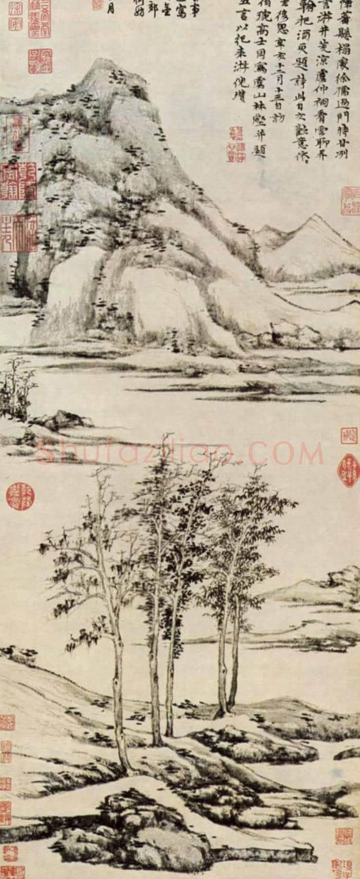 元四家之一的倪瓒《虞山林壑图》 | 书画学堂