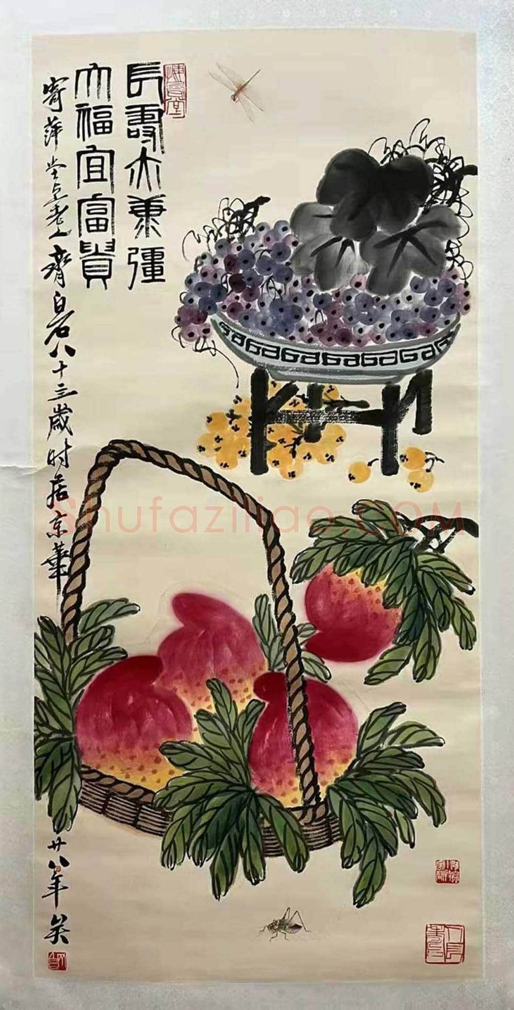 齐白石绝美精品《长寿大福》,寓意吉祥! | 国画鉴赏