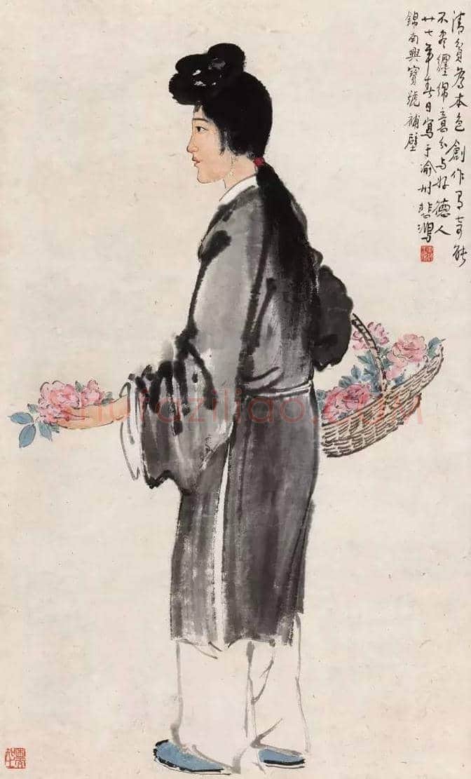 徐悲鸿早期代表作《卖花女郎》赏析 | 书画讲解