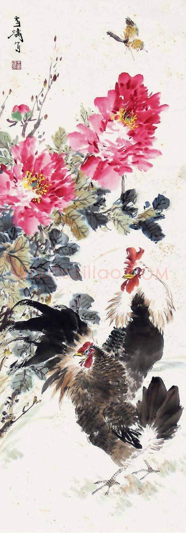 王雪涛画笔下的鸡,喜庆吉祥 | 书画百科