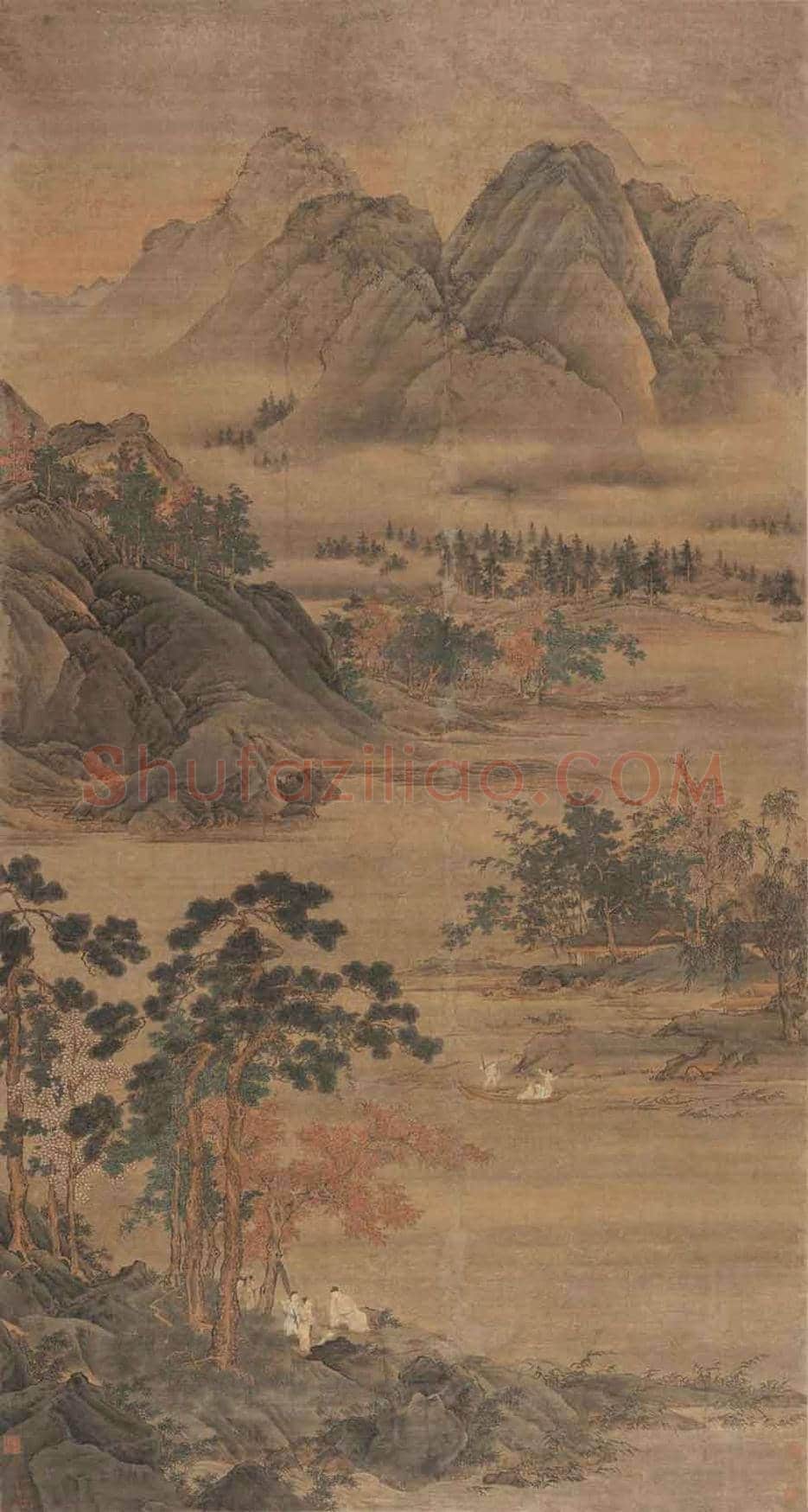 仇英国画作品《秋江待渡图》图赏 | 著名国画鉴赏