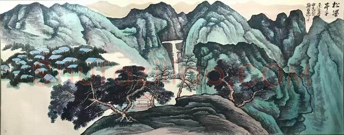 谢稚柳丈二巨制《松瀑亭子》，扛鼎之作！ | 国画图片