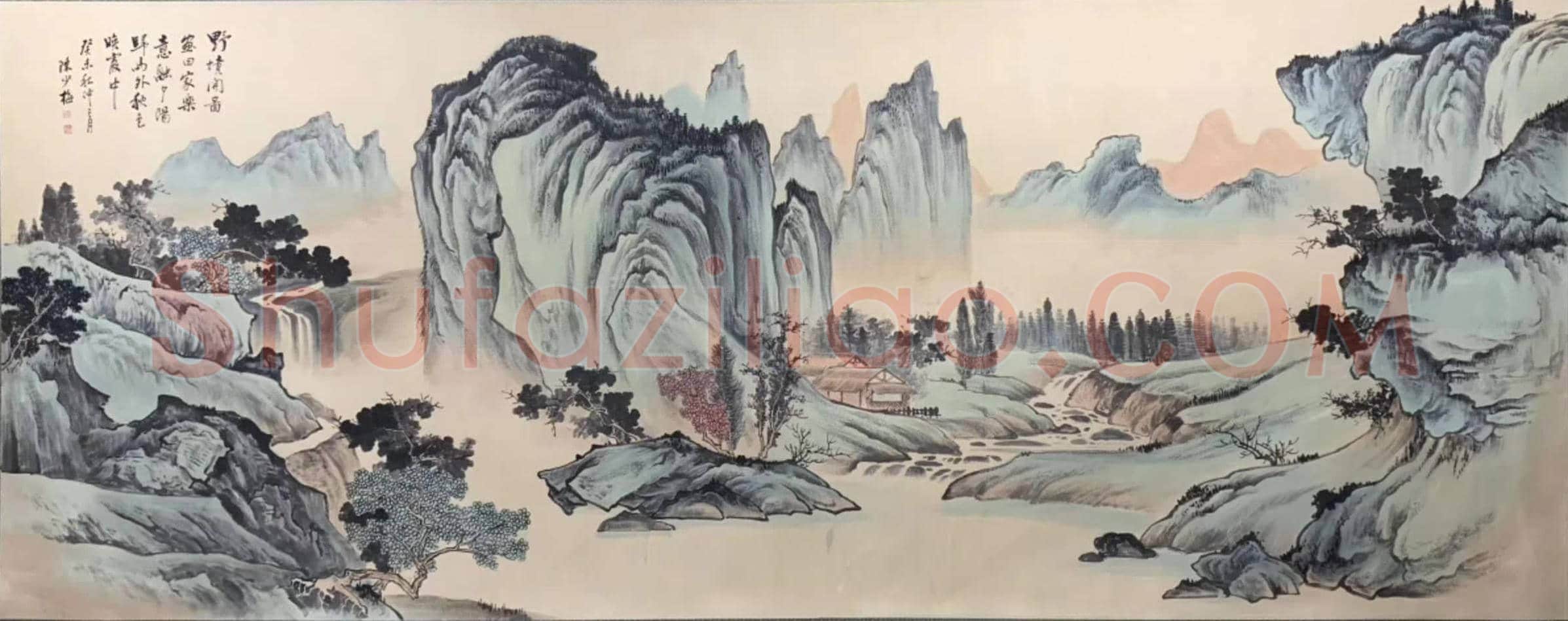 陈少梅丈二巨制《秋色晚霞图》,首度面世 | 国画作品