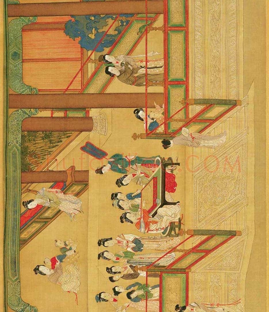 仇英《汉宫春晓》 ,重彩仕女第一长卷 | 著名国画鉴赏