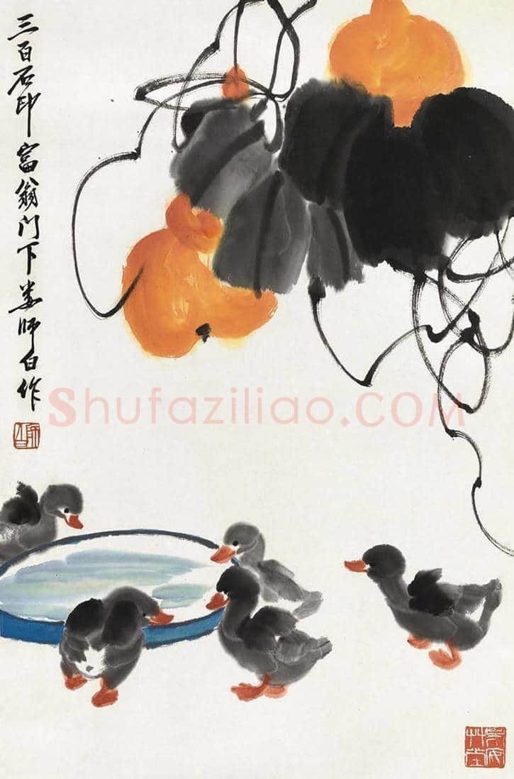 娄师白笔下的小鸭子，太可爱了！ | 书画资料