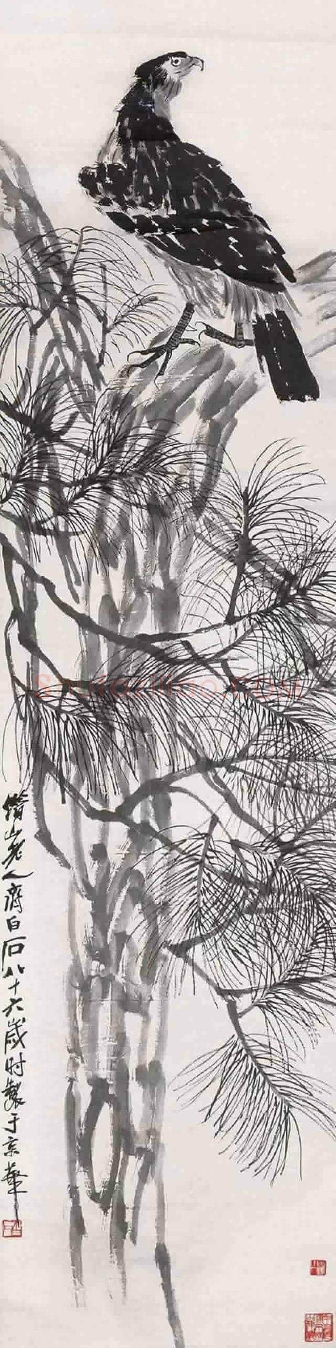 齐白石、李苦禅师徒二人画鹰，各有千秋！ | 书画资料