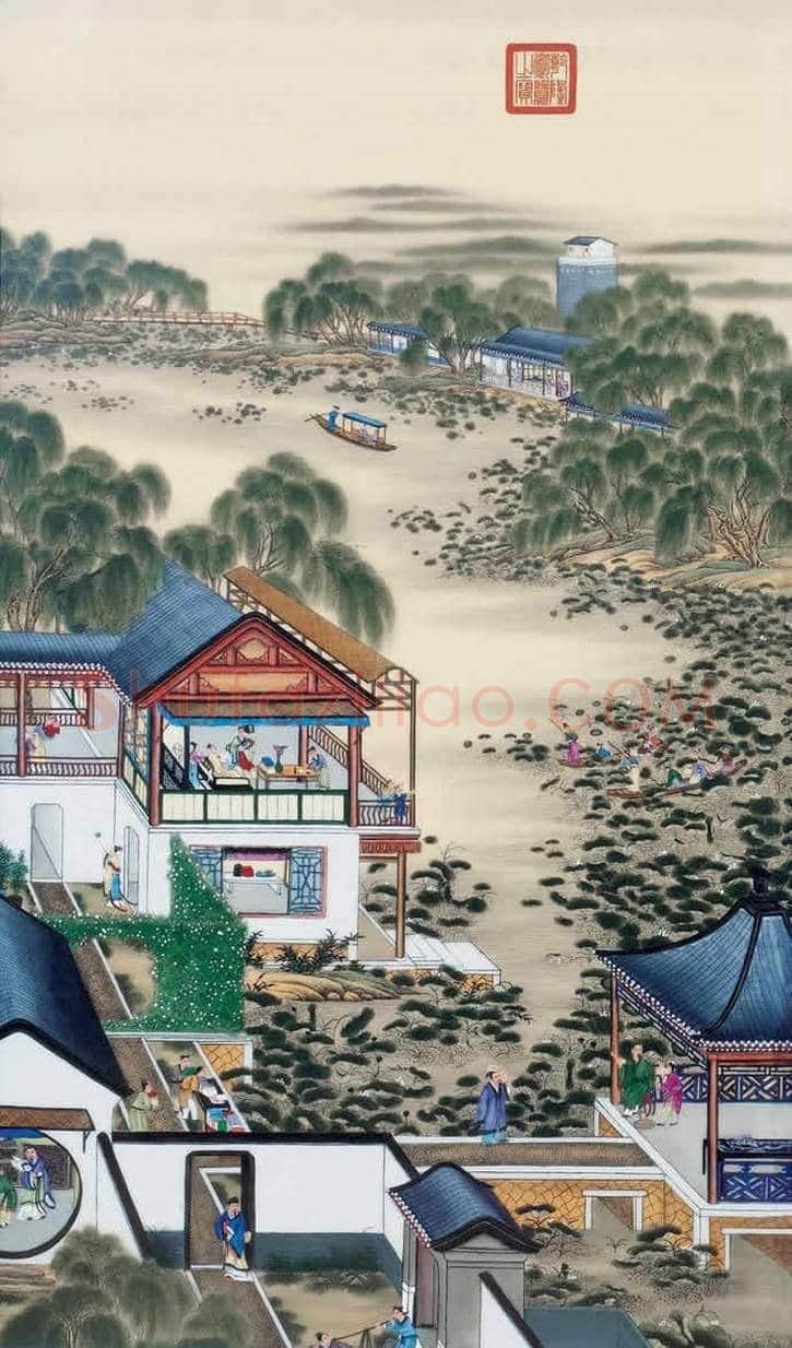 郎世宁《雍正十二月圆明园行乐图》【亿元精品】 | 书画百科
