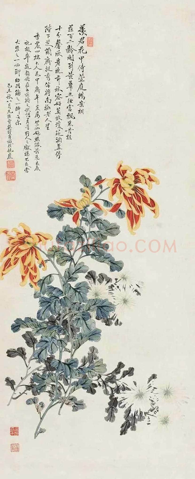 吴笠仙菊花作品欣赏 | 书画百科