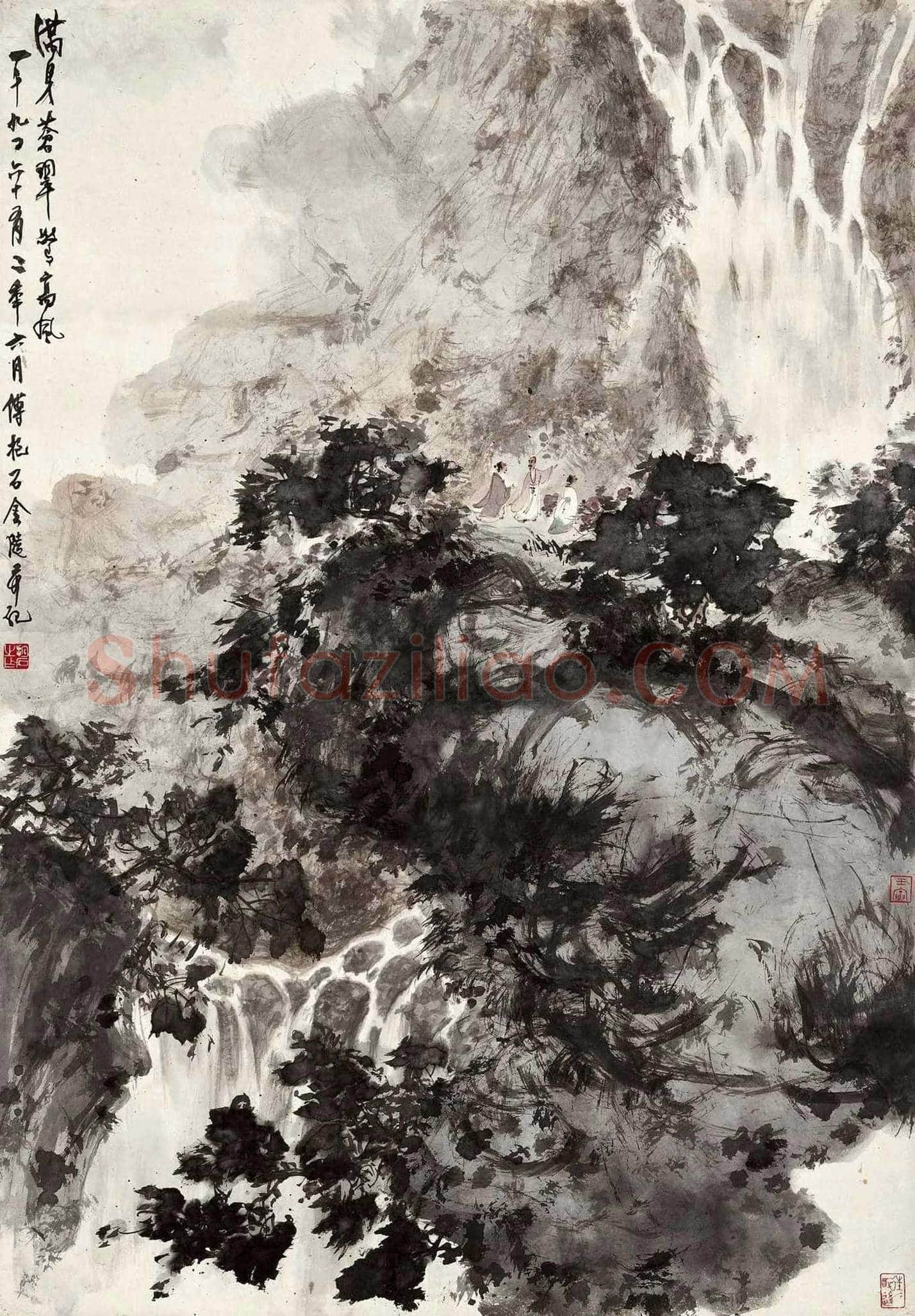 傅抱石磅礴巨制《雲峯山下》，撼世呈现！ | 国画图片