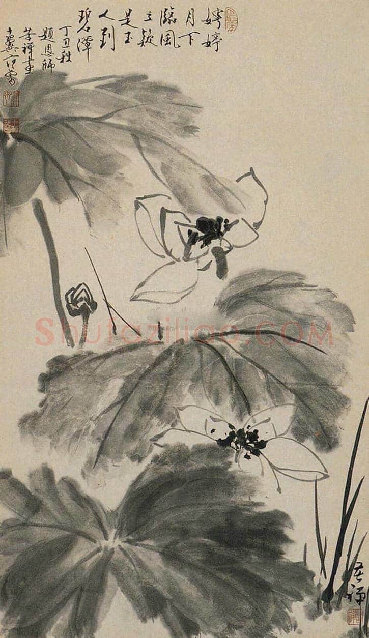 李苦禅荷花作品欣赏【高清大图】 | 书画百科