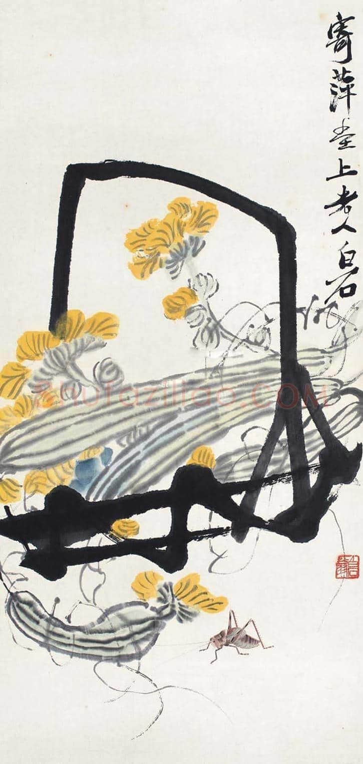 齐白石画丝瓜,寓意思念和牵挂 | 书画常识