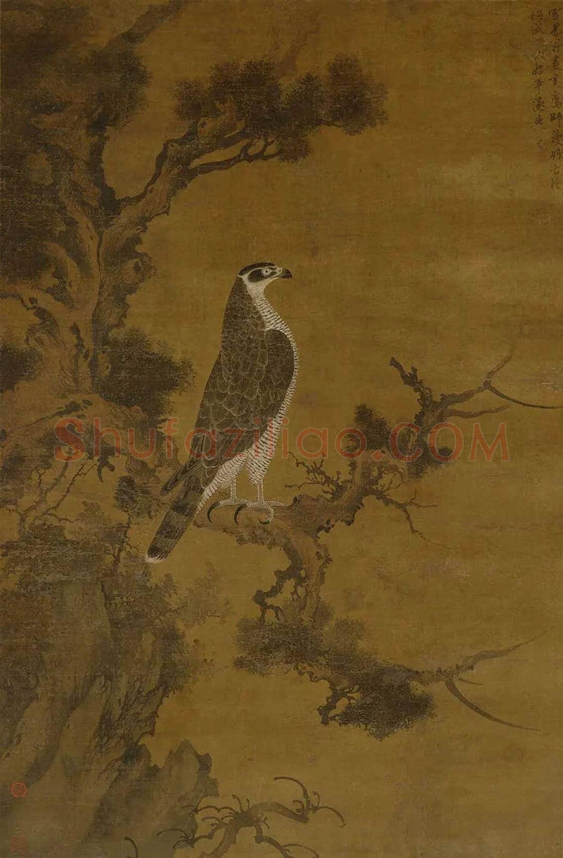 张舜咨《鹰桧图》欣赏 | 书画讲解