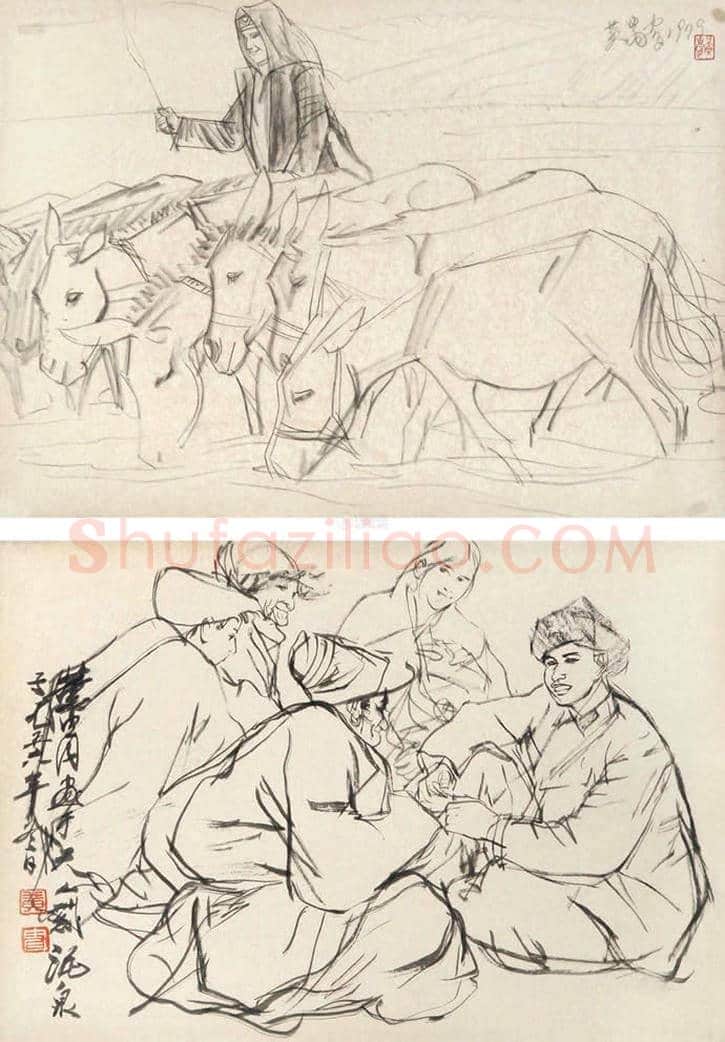 黄胄人物速写册页,出神入化 | 国画赏析