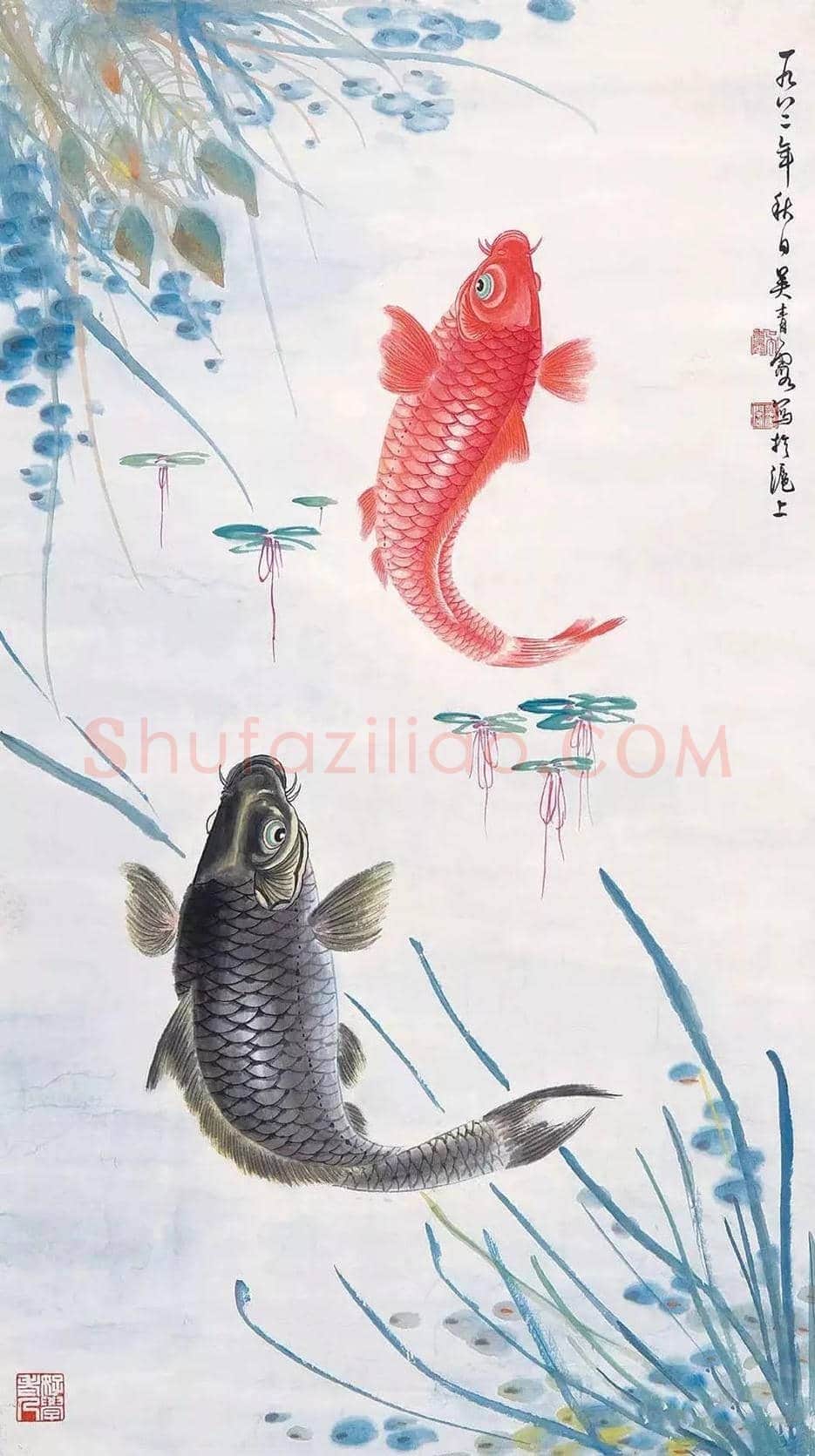 吴青霞鲤鱼作品欣赏 | 书画百科