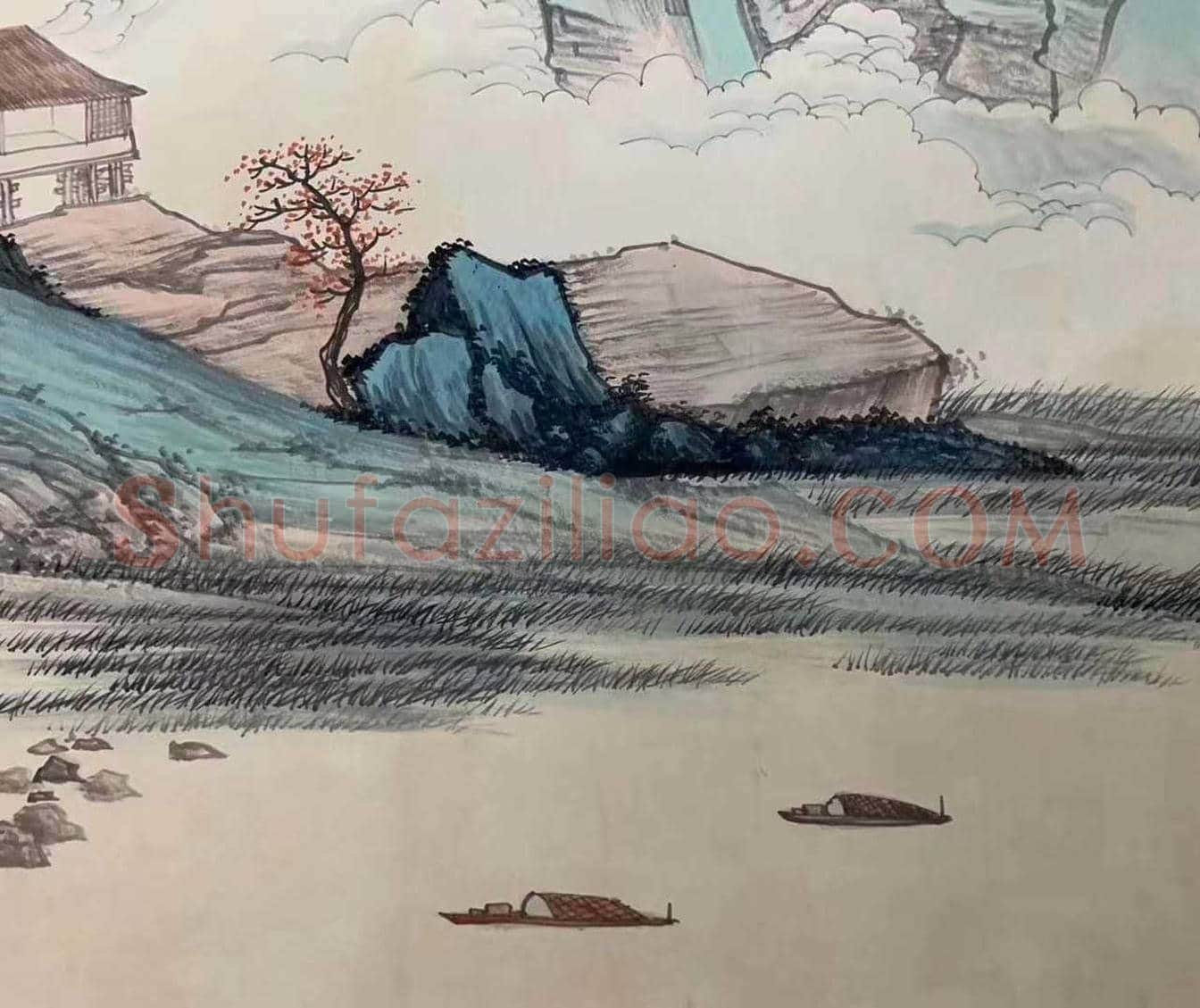 启功山水画《溪山渔隐图》,丈二巨制 | 国画图片
