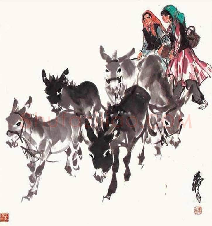 黄胄《赶驴图》，黄胄晚期作品中的精品 | 国画赏析